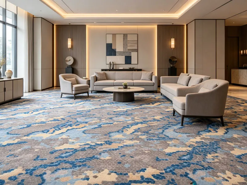 Grand luxury hotel lobby carpet at Singapore 5-Star Hotel reception lounge
