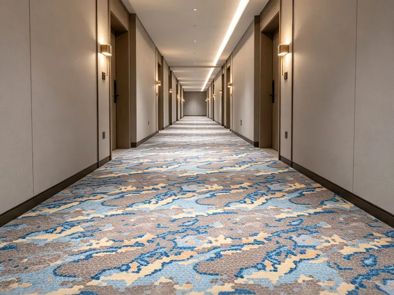 Custom luxury corridor carpet at Singapore 5-Star Hotel hallway