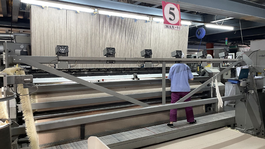 Axminster carpet loom production line New Zealand wool