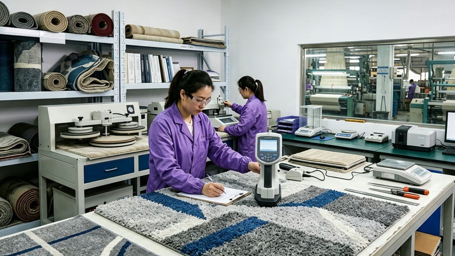 carpet factory quality control inspection process video