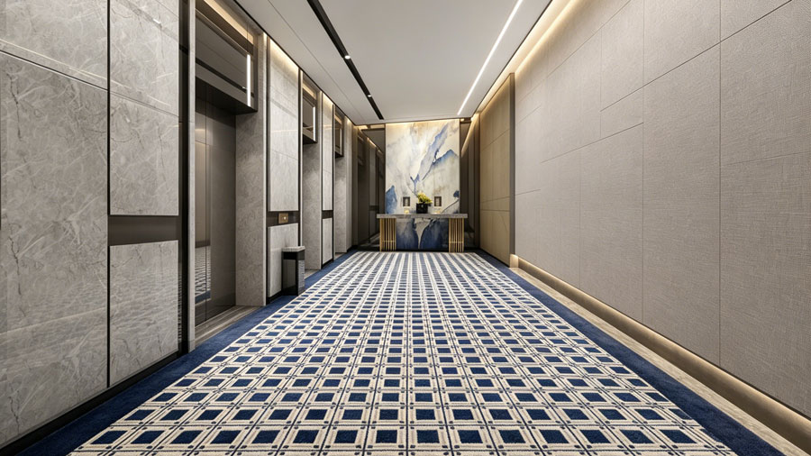 commercial carpet colors 2026 hotel lobby installation