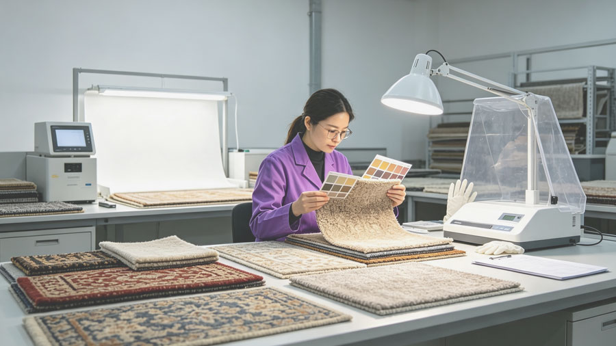 carpet factory QC inspection color matching lab