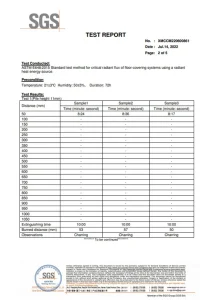 Hospitality Carpet ASTM E648 Critical Radiant Flux Test Data 11mm