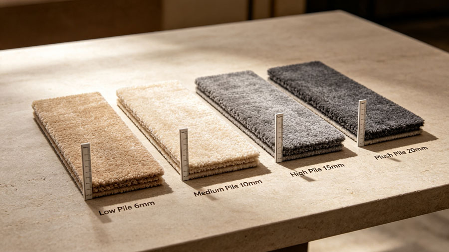 luxury hotel carpet pile height comparison samples