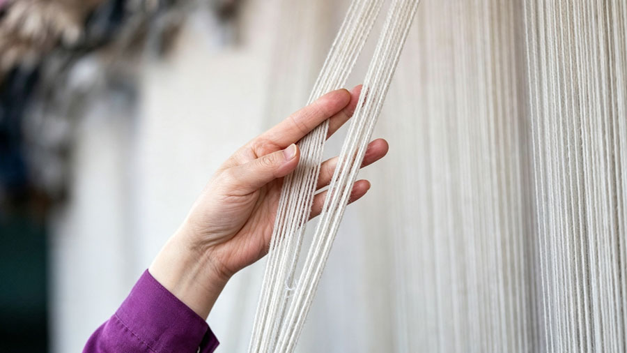 factory quality control inspection of wool carpet yarn density