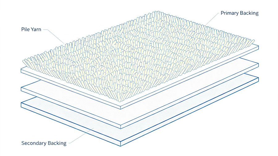 carpet pile construction cross-section diagram