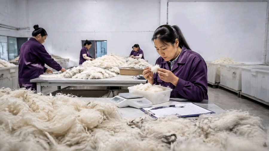 source factory wool inspection and QC process