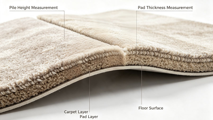 Wool carpet pile density cross-section comparison