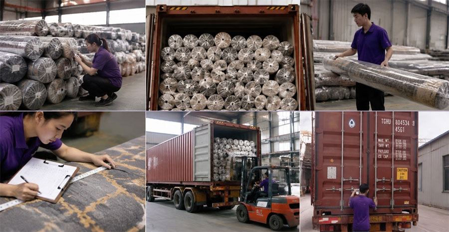 carpet factory container loading export shipping