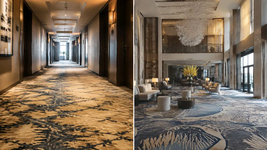 Hotel corridor vs lobby carpet thickness comparison