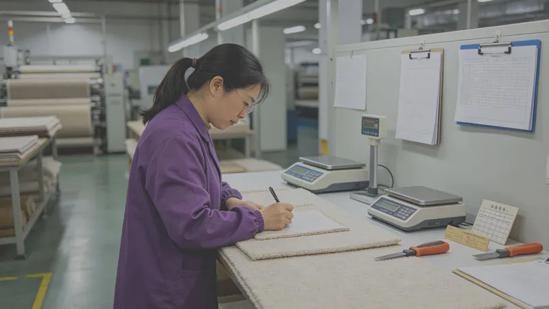 factory quality control testing carpet face weight