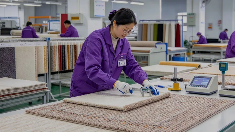 factory QC inspection carpet pile height density