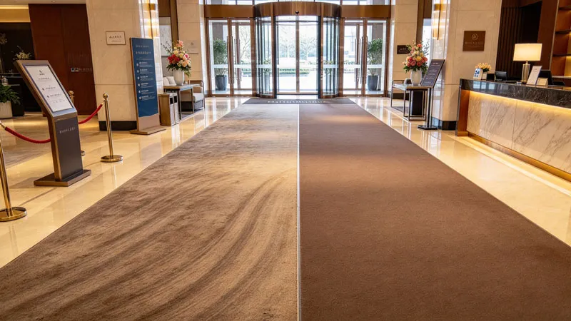 high-traffic hotel lobby commercial carpet wear comparison